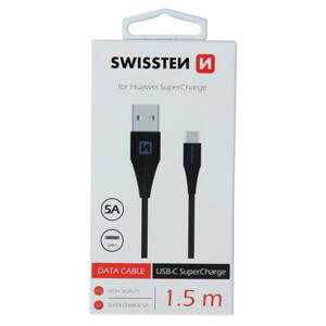 Swissten datový kabel USB / USB-C super Fast Charging 5A 1,5M, černý; 71504430