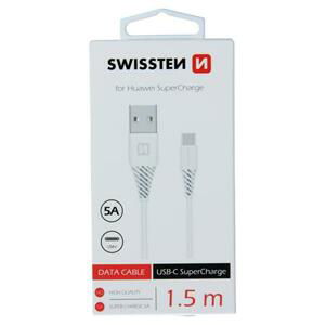Swissten datový kabel USB / USB-C super Fast Charging 5A 1,5M, bílý; 71504431