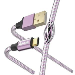 Hama kabel Reflective USB-C 2.0 typ A - typ C, 1,5 m, růžová; 187203