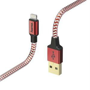 Hama MFI USB kabel Reflective pro Apple, Lightning vidlice, 1,5 m, červená; 178299