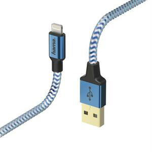 Hama MFI USB kabel Reflective pro Apple, Lightning vidlice, 1,5 m, modrá; 178300