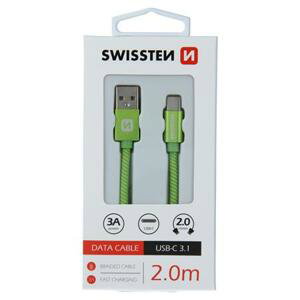 Swissten datový kabel textilní USB / USB-C 2m zelený; 71521307