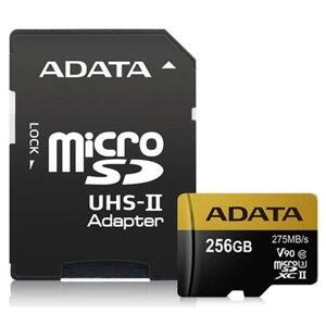 Adata 256GB MicroSDXC UHS-II U3 s adaptérem; AUSDX256GUII3CL10-CA1