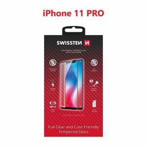 Swissten sklo full glue, color frame, case friendly Apple Iphone 11 pro černé; 54501704