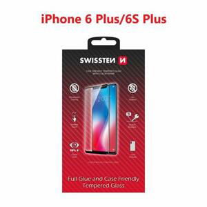 Swissten sklo  full glue, color frame, case friendly  Apple Iphone 6 plus/6s plus černé; 54501718