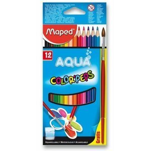 MAPED Trojhranné pastelky Aqua Color'Peps 12ks + štětec; 25657