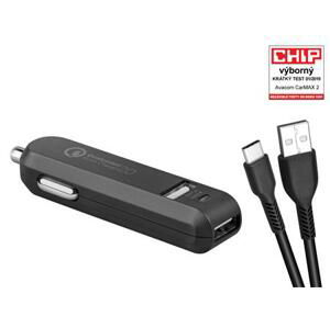 AVACOM CarMAX 2 nabíječka do auta 2x Qualcomm Quick Charge 2.0, černá barva (USB-C kabel); NACL-QC2XC-KK