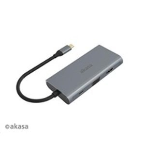 AKASA adaptér USB Type-C 9-in-1 Dock (PD Type-C, HDMI, VGA, 3 x USB 3.0 Type-A, RJ45, SD and Micro SD Card Reader); AK-CBCA21-18BK