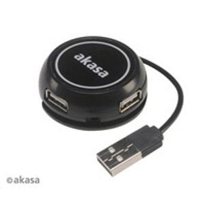 AKASA HUB USB Connect4C 4 in 1, 4x USB 2.0,17cm kabel, externí; AK-HB-19BK