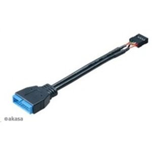 AKASA kabel redukce interní USB 3.0 (19-pin) na interní USB 2.0 (9-pin), 10cm; AK-CBUB19-10BK