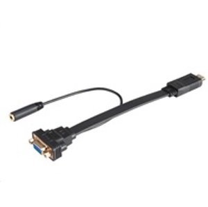 AKASA kabel HDMI na VGA, s audio kabelem, 20cm, černý; AK-CBHD18-20BK