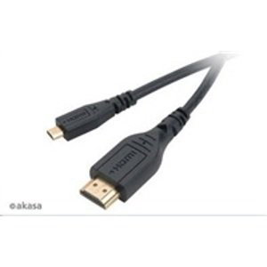 AKASA kabel HDMI Micro na HDMI, podpora Ethernet, 2K a 4K rozlišení, pozlacené konektory, 1,5m; AK-CBHD08-15BK