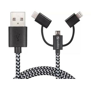 Sandberg 3v1 Sync + Charge kabel, Lightning+MicroUSB+USB-C, 1m, černý; 441-01