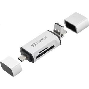 Sandberg čtečka paměťových karet 3v1 konektory USB-C+USB+MicroUSB(M), sloty SD a microSD(F); 136-28