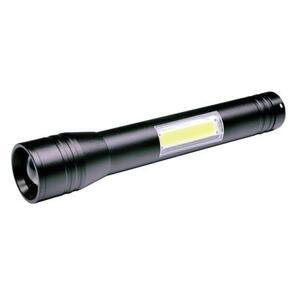 Solight LED kovová svítlna 3W + COB, 150 + 120lm, 2x AA, černá; WL116