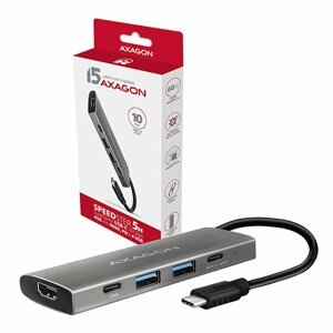 Axagon HMC-5G2, USB-C 3.2 Gen 2 10 Gb/s hub, porty HDMI 4K/30Hz + 2x USB-A + 2x USB-C, PD 60W, kabel USB-C 13cm; HMC-5G2