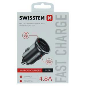 Swissten CL adaptér 2x USB 4,8a metal stříbrný; 20115100