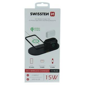 Swissten Wireless nabíječka 3v1 černá; 22055506