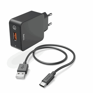 Hama set rychlá USB nabíječka Quick Charge 3.0 19,5 W + kabel USB A-C 1,5 m; 183230