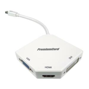 PremiumCord adaptér Mini DisplayPort - HDMI + DVI + VGA 1080p (4K over HDMI); kportadm07