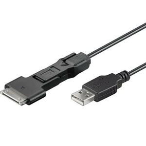 PremiumCord USB 2.0 propojovací kabel 3v1 s konektorem USB mini/micro/Apple 1m; ku2m1y