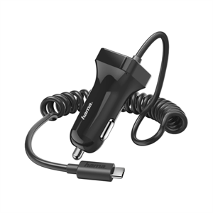 Hama nabíječka do vozidla s kabelem, USB typ C (USB-C), 2,4 A, blistr; 183243