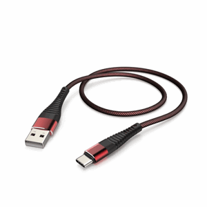Hama kabel USB-C 2.0 A vidlice - typ C vidlice, 1 m, odolný, černá/červená; 182516
