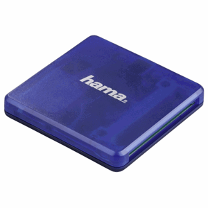 Hama multi čtečka karet USB 2.0, SD/microSD/CF, modrá; 124131