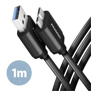 Axagon BUMM3-AM10AB, SPEED kabel Micro-B USB <-> USB-A, 1m, USB 3.2 Gen 1, 3A, ALU, tpe, černý; BUMM3-AM10AB