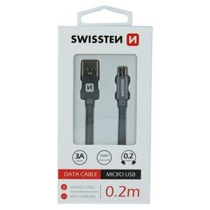Swissten datový kabel textilní USB / micro USB 0,2m šedý; 71522102