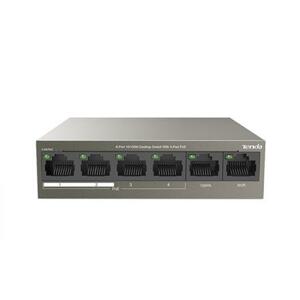 Tenda TEF1106P-4-63W PoE AT switch 4x PoE 802.3af/at, 6x 100Mb/s, PoE celkem 63W, fanless; TEF1106P-4-63W