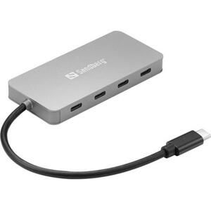 Sandberg USB-C HUB, porty 4x USB-C 3.0, stříbrný; 136-41