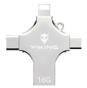 Viking USB FLASH DISK 16GB, 4v1 S KONCOVKOU APPLE LIGHTNING, USB-C, MICRO USB, USB-A ; 8595656504795