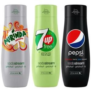 SodaStream set příchutí PEPSI MAX440 ml + MIRINDA LIGHT 440 ml + 7UP FREE440 ml; sadasos2