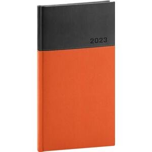 Kapesní diář Dado 2023, oranžovočerný, 9 × 15,5 cm; PGD-KAPDA-3427