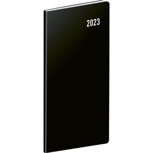 Kapesní diář Černý 2023, plánovací měsíční, 8 × 18 cm; PGD-MESPL-31103