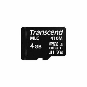 Transcend 4GB microSDHC410M UHS-I U1 (Class 10) A1 V10 MLC průmyslová paměťová karta (bez adaptéru), 100MB/s R, 22MB/s W; TS4GUSD410M