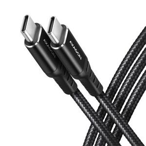 Axagon BUCM-CM10AB, HQ kabel USB-C <-> USB-C, 1m, USB 2.0, PD 60W 3A, ALU, oplet, černý; BUCM-CM10AB