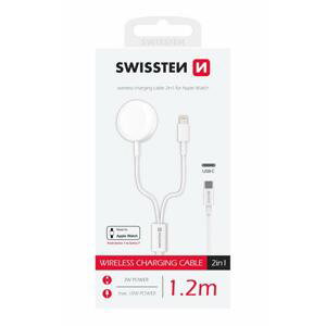Swissten nabíjecí magnetický kabel 2v1 Pro Apple Watch a lightning, USB-C 1.2 m; 22055510