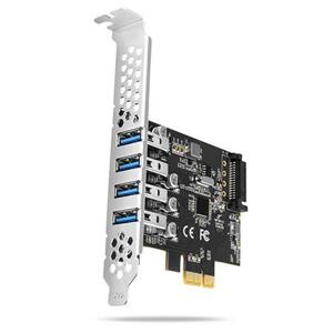 Axagon PCEU-43RS, PCIe řadič, 4x USB 3.2 Gen 1 port, UASP, napájení z PCIe nebo SATA, SP & LP; PCEU-43RS