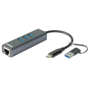 D-Link USB-C/USB to Gigabit Ethernet Adapter with 3 USB 3.0 Ports; DUB-2332