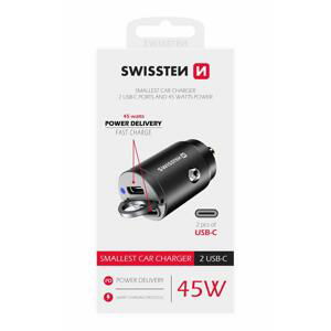 Swissten CL adaptér power delivery 2x USB-C 45W nano černý; 20111900