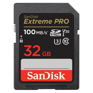 SanDisk Extreme PRO 32GB SDHC Memory Card 100MB/s and 90MB/s, UHS-I, Class 10, U3, V30; SDSDXXO-032G-GN4IN