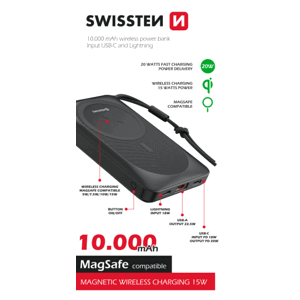 Swissten power bank 10000 mAh (kompatibilní s magsafe); 22013971