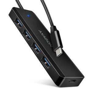 Axagon HUE-C1C, 4x USB 5Gbps TRAVEL hub, USB-C napájecí konektor, kabel USB-C 19cm; HUE-C1C