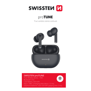 Swissten bluetooth TWS sluchátka Pro Tune černá; 54400100