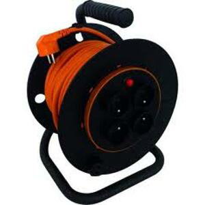 Solight prodlužovací přívod na bubnu, 4 zásuvky, oranžový, 25m; PB03