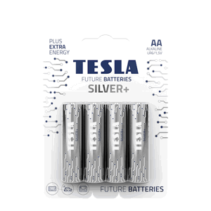 TESLA SILVER+ AA - alkalická baterie LR06, jednorázová, 4ks