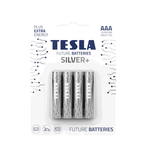 TESLA SILVER+ AAA - alkalická baterie LR03, jednorázová, 4ks