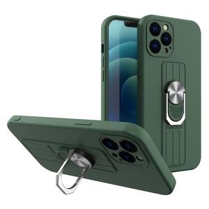 Silikonové pouzdro s kovovým kroužkem na Xiaomi Redmi Note 9 Pro / Note 9S dark green